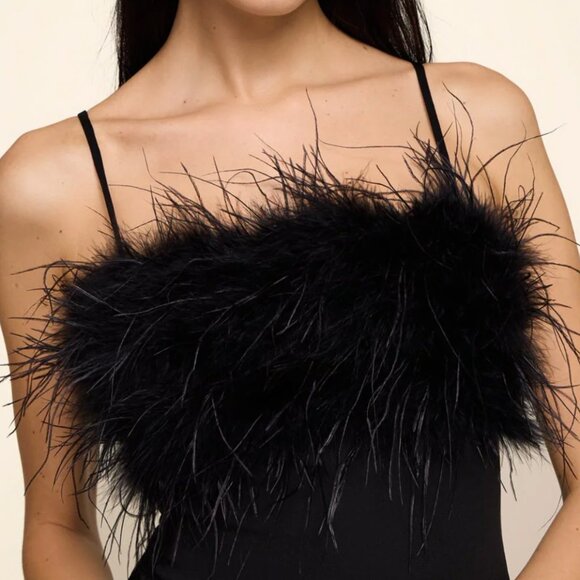 Midi Dress With Feather Trim - Picture 2 of 3